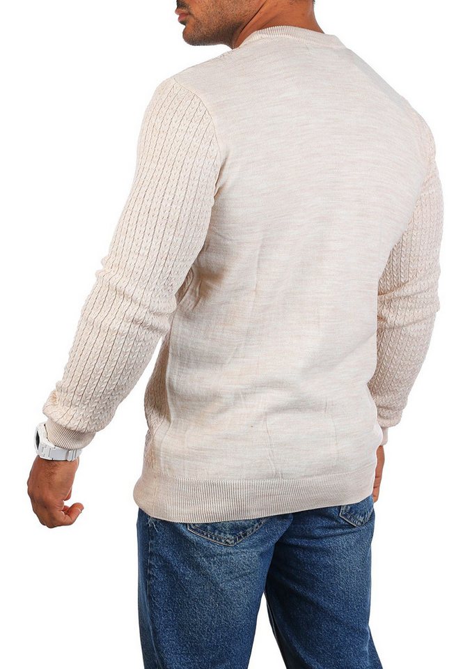 CARISMA Strickpullover Herren leichter Feinstrick Karo Strickmuster einfarbig uni 7937 – Bild 3 von 5