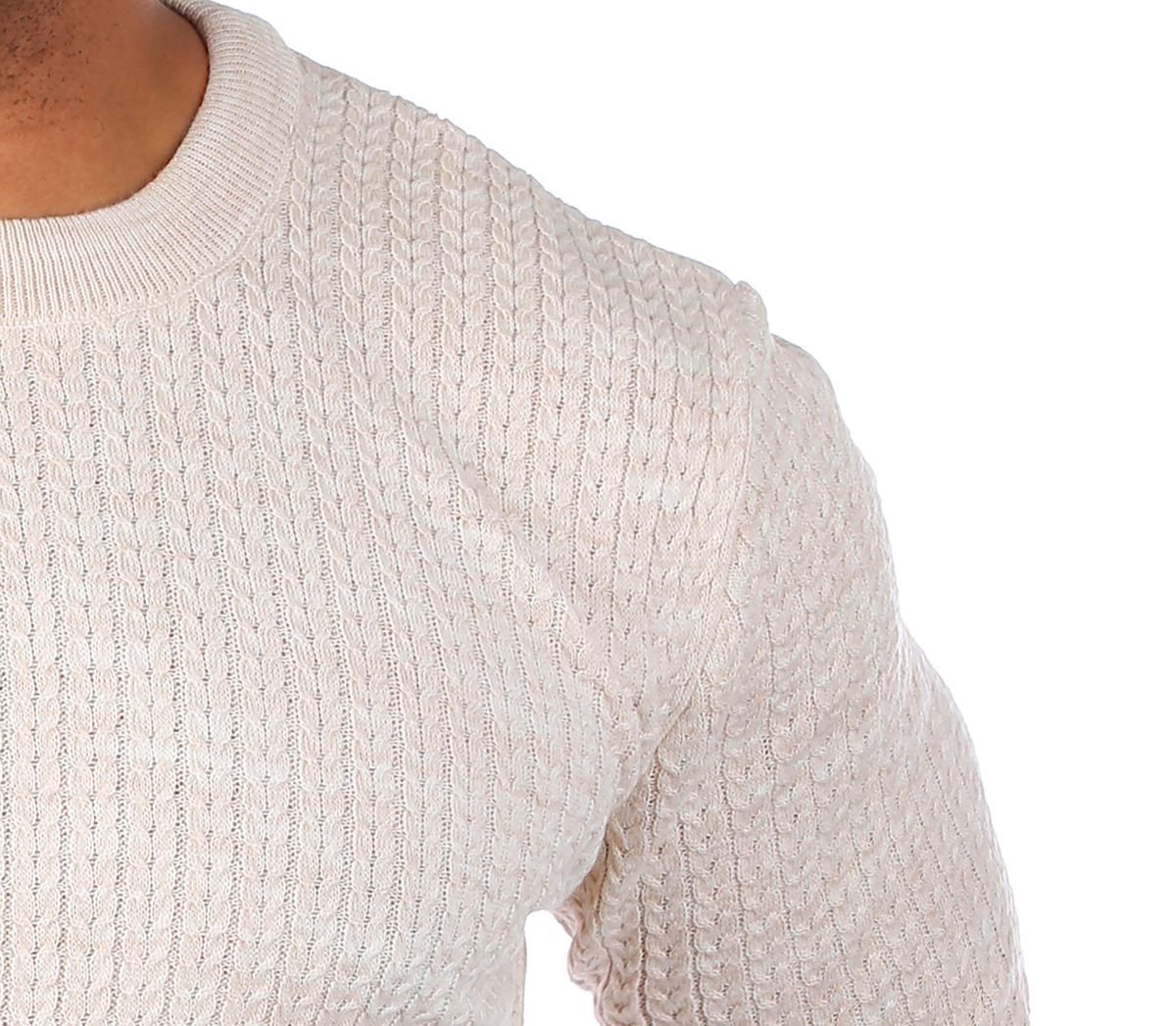 CARISMA Strickpullover Herren leichter Feinstrick Karo Strickmuster einfarbig uni 7937 – Bild 4 von 5