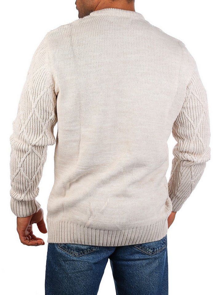 CARISMA Strickpullover Herren mit Rauten Karo retro Strickmuster Uni Rundhals 7824 – Bild 3 von 5
