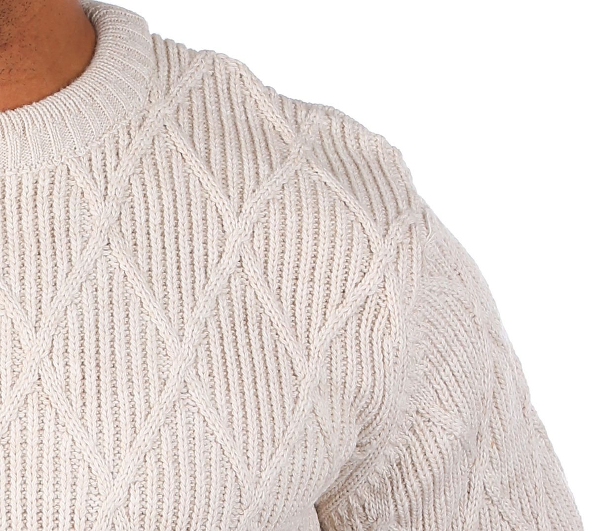 CARISMA Strickpullover Herren mit Rauten Karo retro Strickmuster Uni Rundhals 7824 – Bild 4 von 5