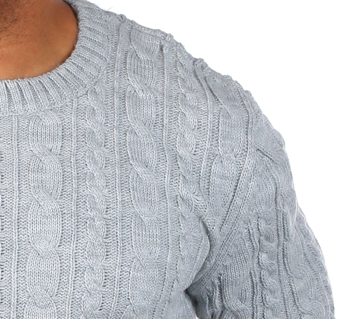 CARISMA Strickpullover Herren mit Zopf Cable Strickmuster Uni Rundhals retro klassisch 7880 – Bild 4 von 5