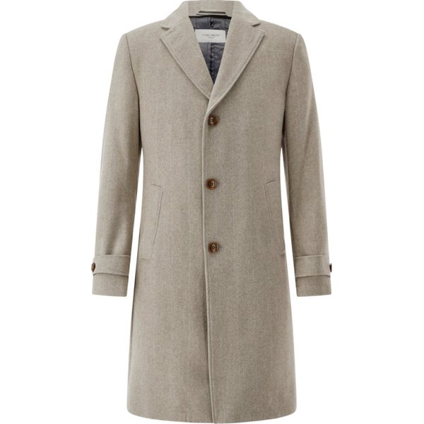 Carl Gross Langmantel natur,Outdoor,Polyester,Unifarben,Reverskragen,Lang,Modern Fit