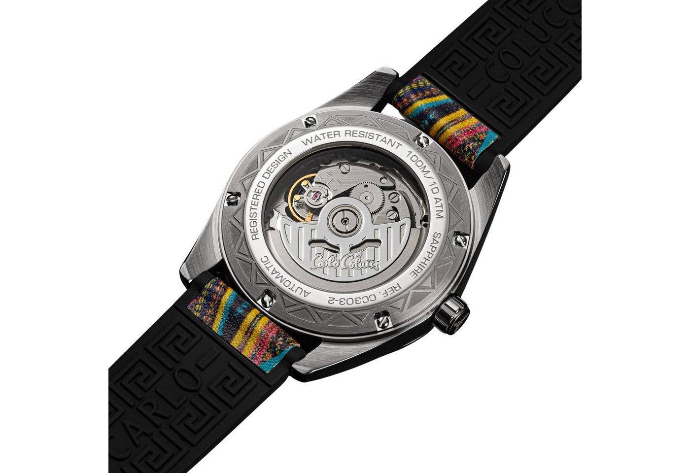 CARLO COLUCCI Automatikuhr CC302-2, Armbanduhr, Herrenuhr, Mechanische Uhr, Silikonarmband, analog – Bild 4 von 5