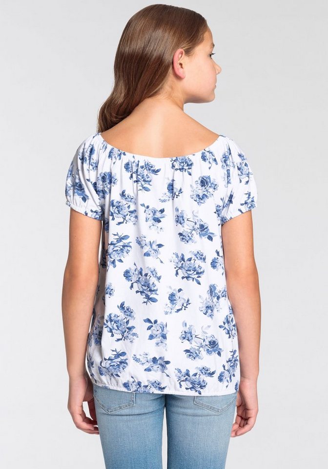 KangaROOS Carmenshirt Kangaroos Mädchen Kurzarm, dynamische Passform, Allover-Druck, Carmenausschnitt – Bild 3 von 5