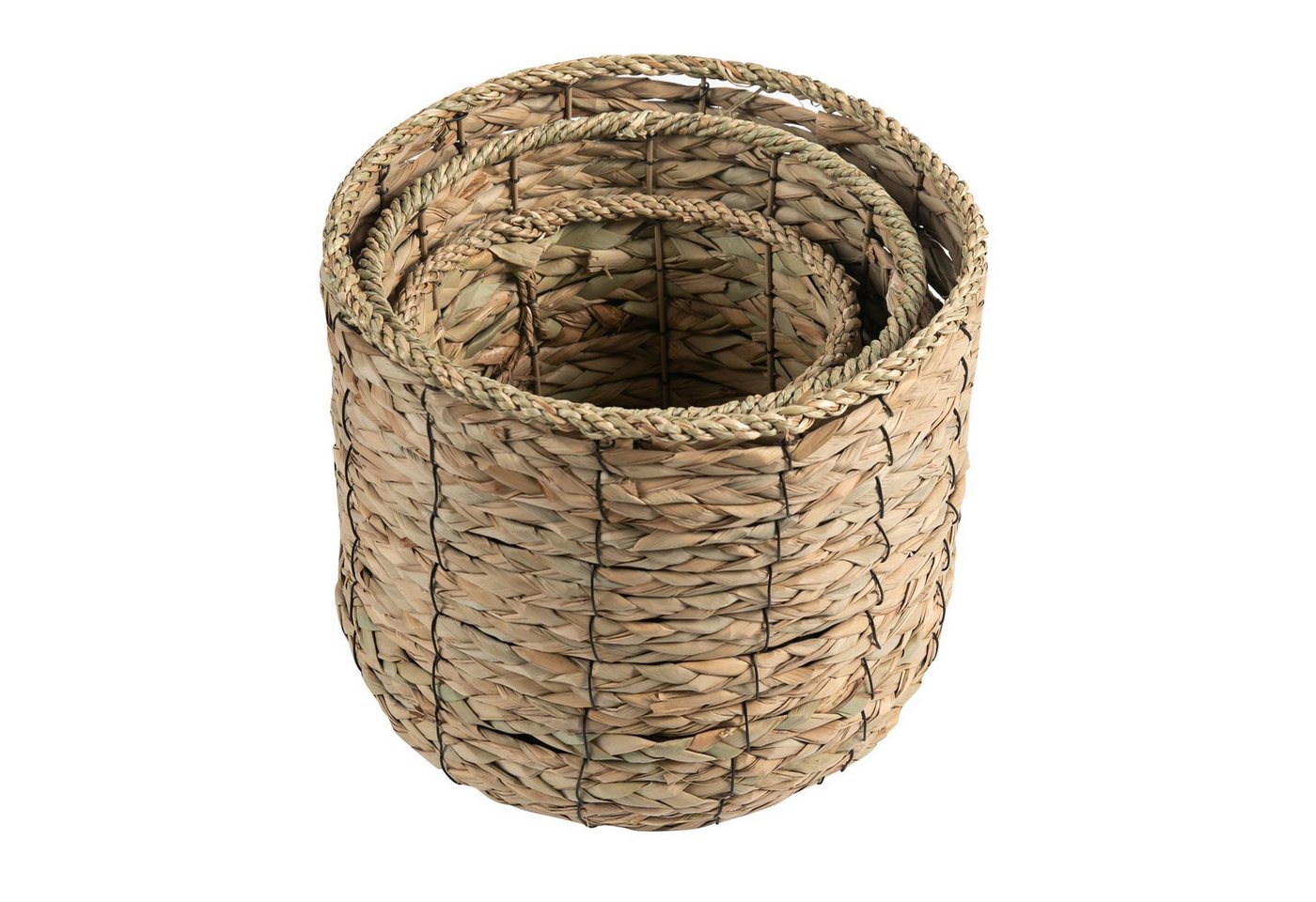 CARO-Möbel Dekokiste CEBU (Set), Seegraskorb Übertopfkorb Blumenkorb Natur Flechtkorb – Bild 3 von 4