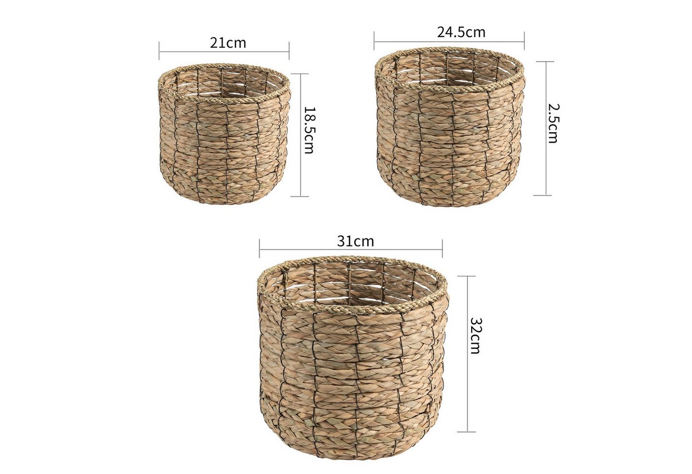 CARO-Möbel Dekokiste CEBU (Set), Seegraskorb Übertopfkorb Blumenkorb Natur Flechtkorb – Bild 4 von 4