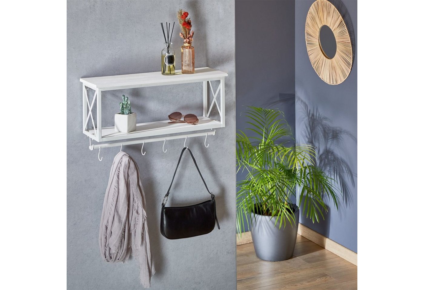 CARO-Möbel Garderobenhalter ARMANDO, Garderobe Wandgarderobe Garderobenleiste Wandregal mit Kleiderhaken Vi – Bild 2 von 5