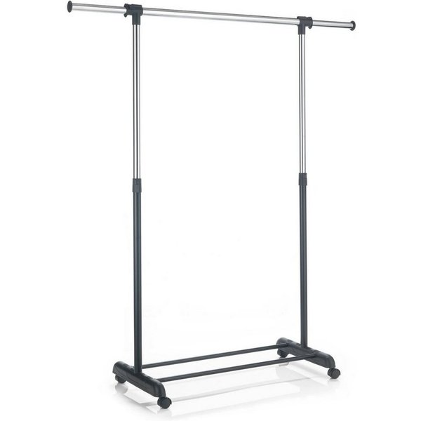 CARO-Möbel Garderobenständer SALA, Kleiderständer mit Rollen, Kleiderwagen Metall, Rollgarderobe schwarz