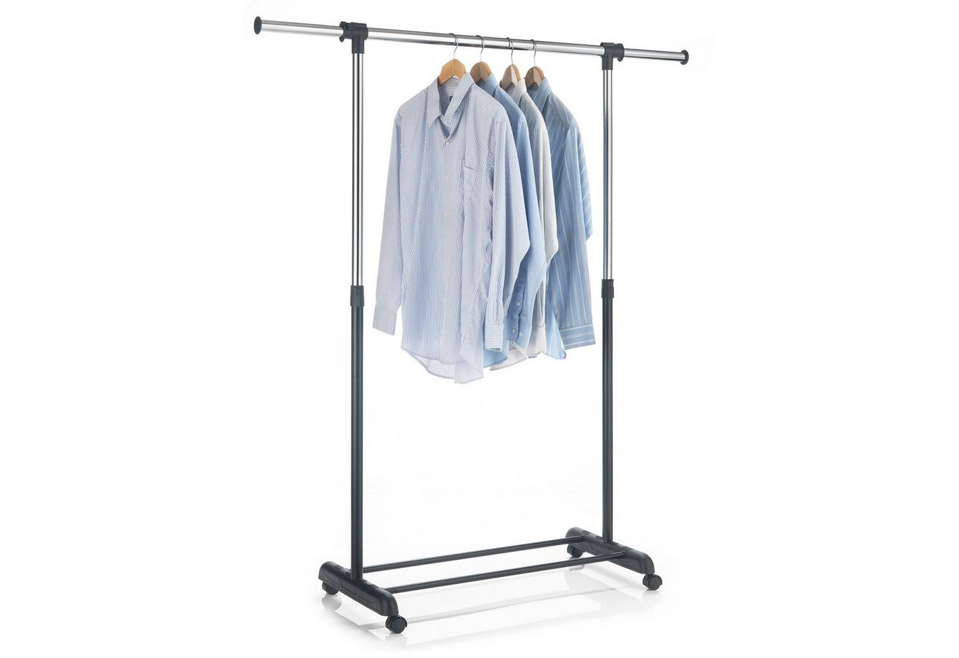 CARO-Möbel Garderobenständer SALA, Kleiderständer mit Rollen, Kleiderwagen Metall, Rollgarderobe schwarz – Bild 2 von 4