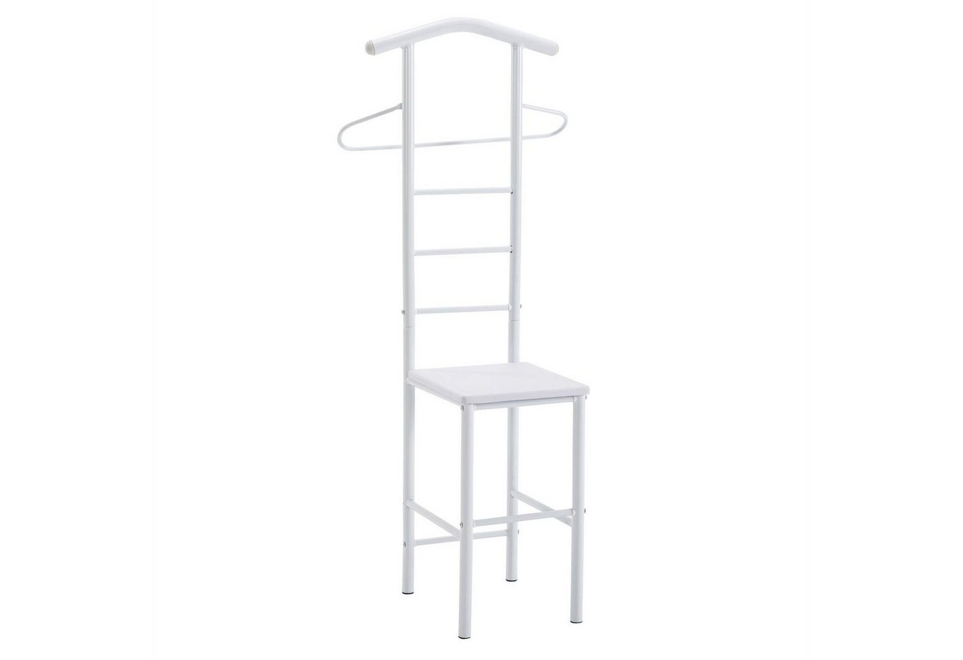 CARO-Möbel Herrendiener JIVO, Kleiderablage für Schlafzimmer Stuhl aus Metall & MDF Weiß/Weiß – Bild 2 von 5