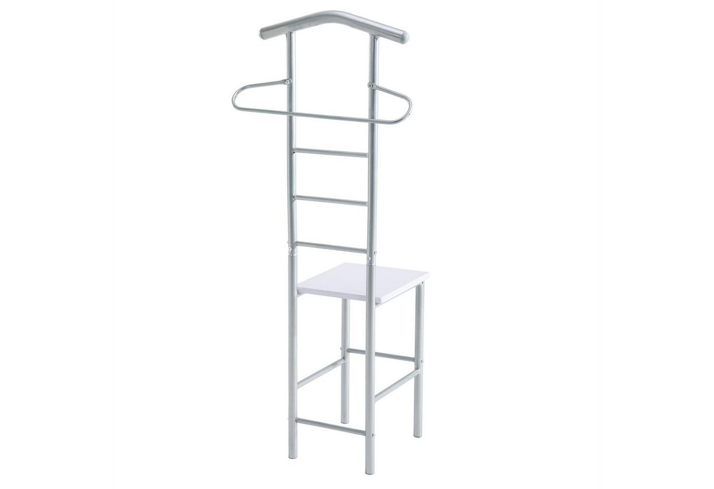 CARO-Möbel Herrendiener JIVO, Kleiderablage für Schlafzimmer Stuhl aus Metall & MDF Weiß – Bild 5 von 5
