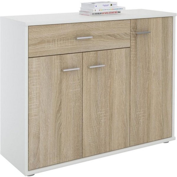 CARO-Möbel Kommode ESTELLE, Sideboard ESTELLE Mehrzweckschrank, 3 Türen und 1 Schublade, 88 cm bre