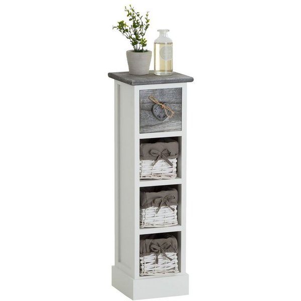 CARO-Möbel Kommode FLOWER, Schubladenkommode Kommode mit Schubladen weiß 1 Schublade und 3 Körben
