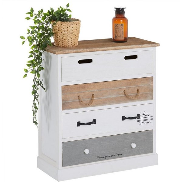 CARO-Möbel Kommode SALVA, Schubladenschrank mit 4 Schubladen Vintage Shabby Chic weiß