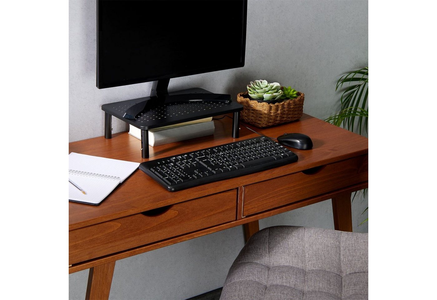 CARO-Möbel Monitorständer HYDE, (Monitorständer HYDE, Schreibtischzubehör, Höhenverstellbar, Schwarz, 3) – Bild 5 von 5