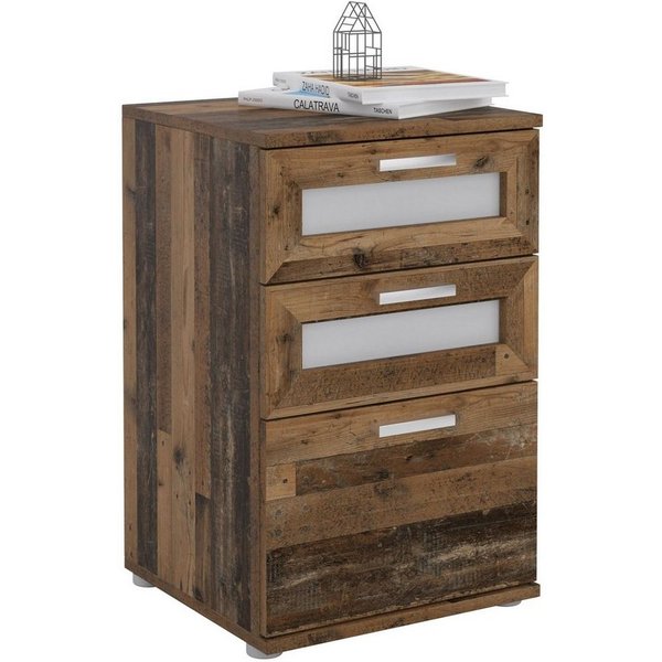 CARO-Möbel Nachtkommode MARIKE, Nachttisch Boxspringbett Nachtschrank Kommode Konsole Beistell 3 Schub