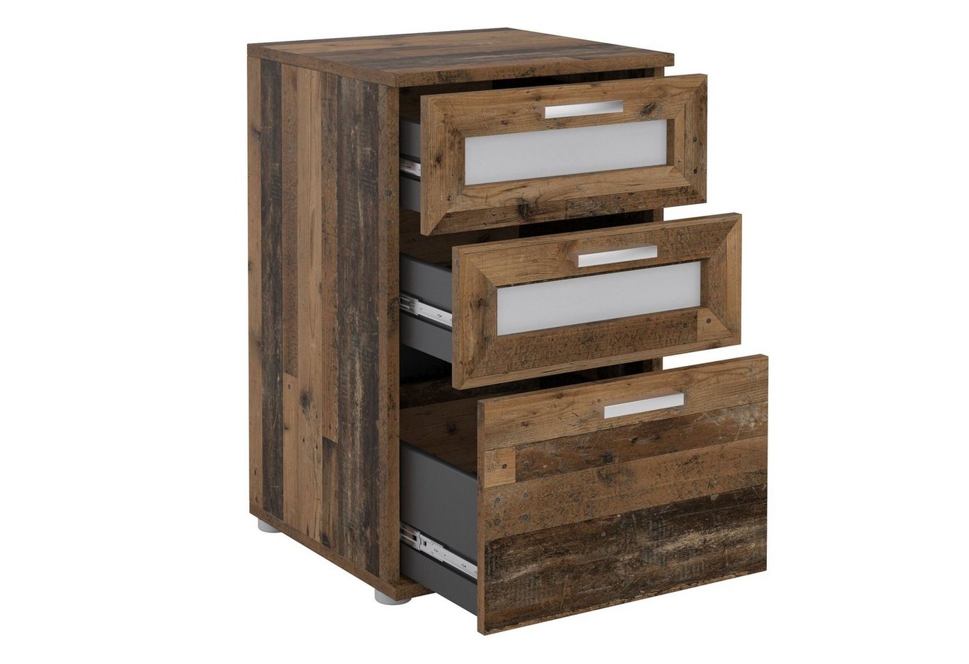 CARO-Möbel Nachtkommode MARIKE, Nachttisch Boxspringbett Nachtschrank Kommode Konsole Beistell 3 Schub – Bild 2 von 3