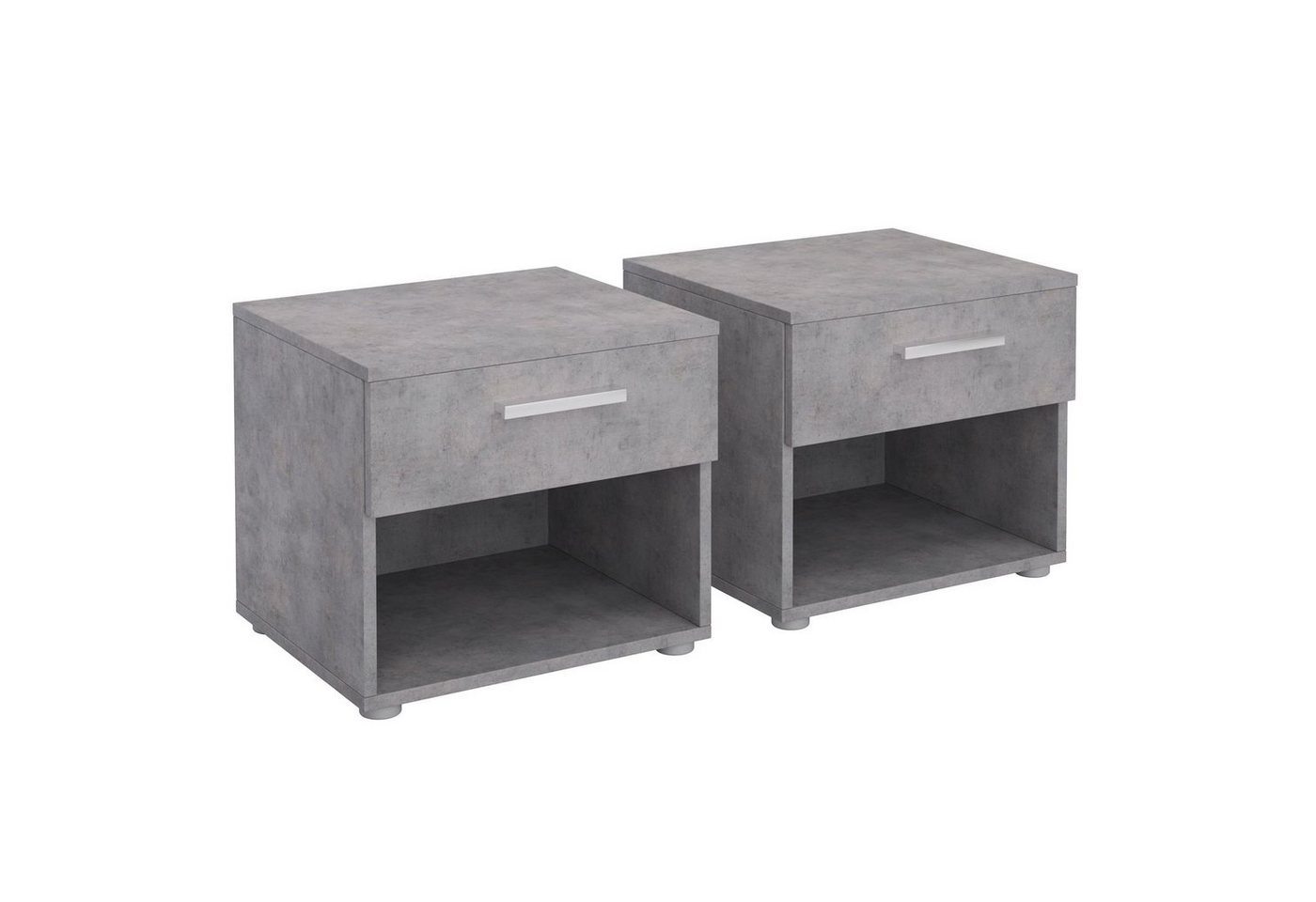 CARO-Möbel Nachtkommode MARY, Nachttisch 2er Set mit Schublade und Ablagefach Betonoptik – Bild 3 von 3