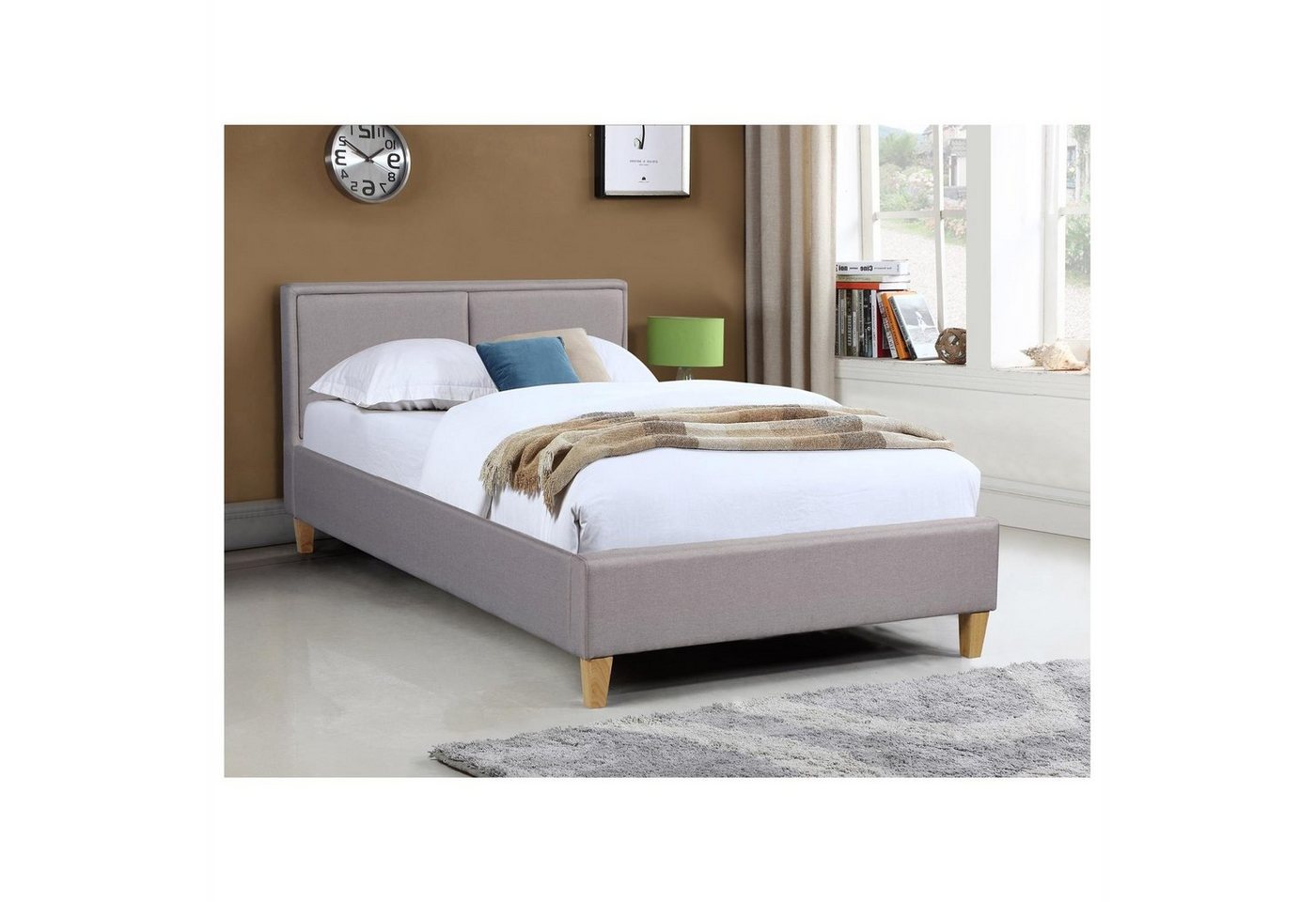 CARO-Möbel Polsterbett ANAIS, Einzelbett 120x200 cm Bettgestell mit Lattenrost und Stoffbezug grau – Bild 3 von 4