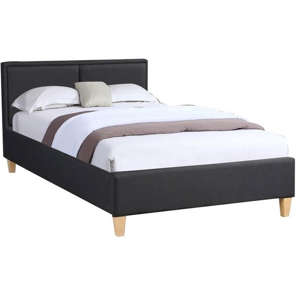 CARO-Möbel Polsterbett ANAIS, Einzelbett 120x200 cm Bettgestell mit Lattenrost & Stoffbezug schwarz