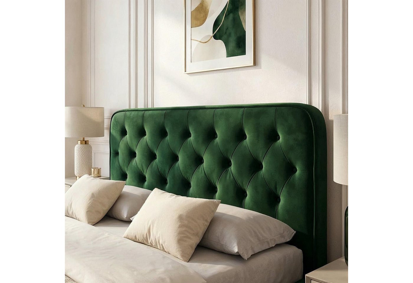 CARO-Möbel Polsterbett GLAMOUR, Polsterbett Doppelbett 140x200 cm Bettgestell Rahmen Samtbezug Barocks – Bild 3 von 5