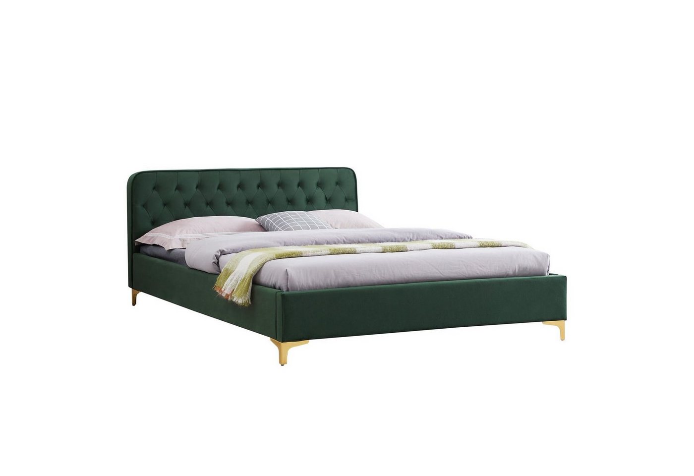 CARO-Möbel Polsterbett GLAMOUR, Polsterbett Doppelbett 140x200 cm Bettgestell Rahmen Samtbezug Barocks – Bild 5 von 5