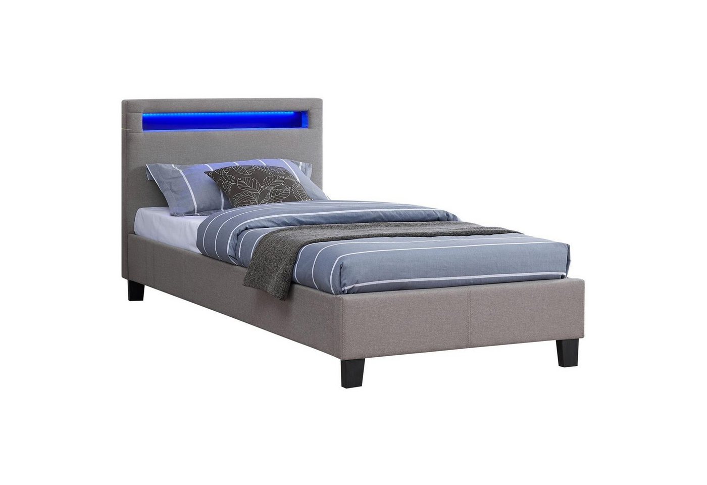 CARO-Möbel Polsterbett HIMALAYA, Polsterbett Einzelbett Jugendbett Bettgestell mit LED 90 x 200 cm – Bild 3 von 5