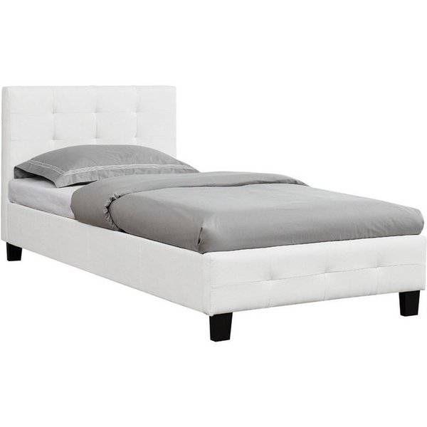 CARO-Möbel Polsterbett OHIO, Einzelbett 90 x 200 cm Bettgestell mit Lattenrost gepolstertes Kopftei