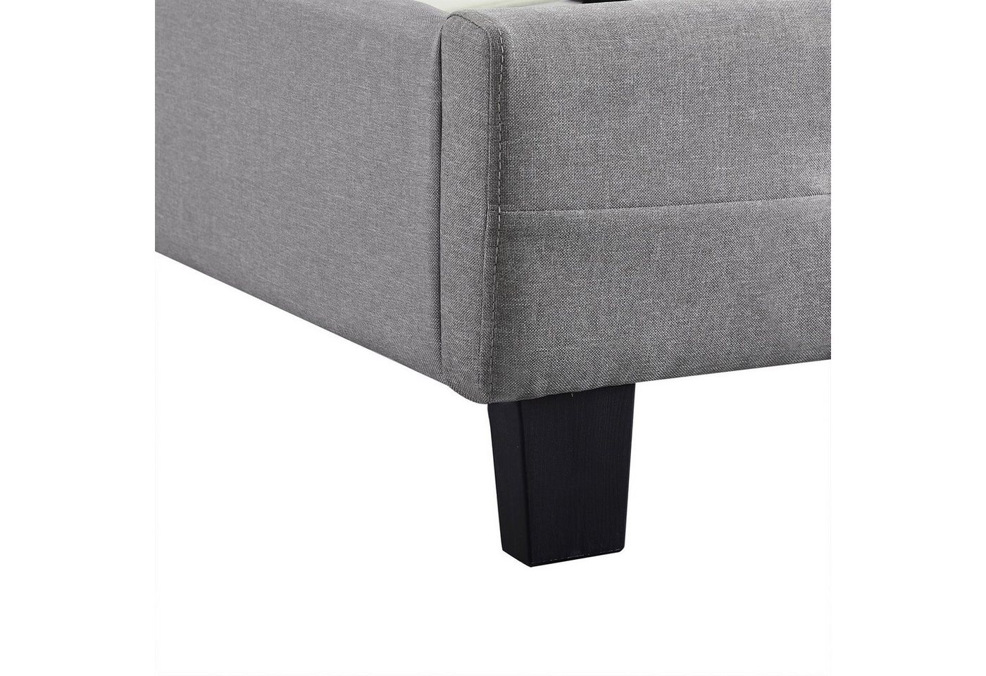 CARO-Möbel Polsterbett OHIO, Einzelbett 90x200 cm Bettgestell mit Lattenrost Kopfteil grau – Bild 5 von 5