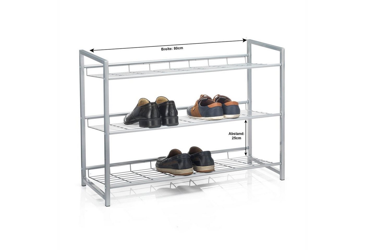 CARO-Möbel Schuhregal SYSTEM, Schuhregal Schuhablage Schuhbank Ständer Aufbewahrung silber lackiert – Bild 3 von 3