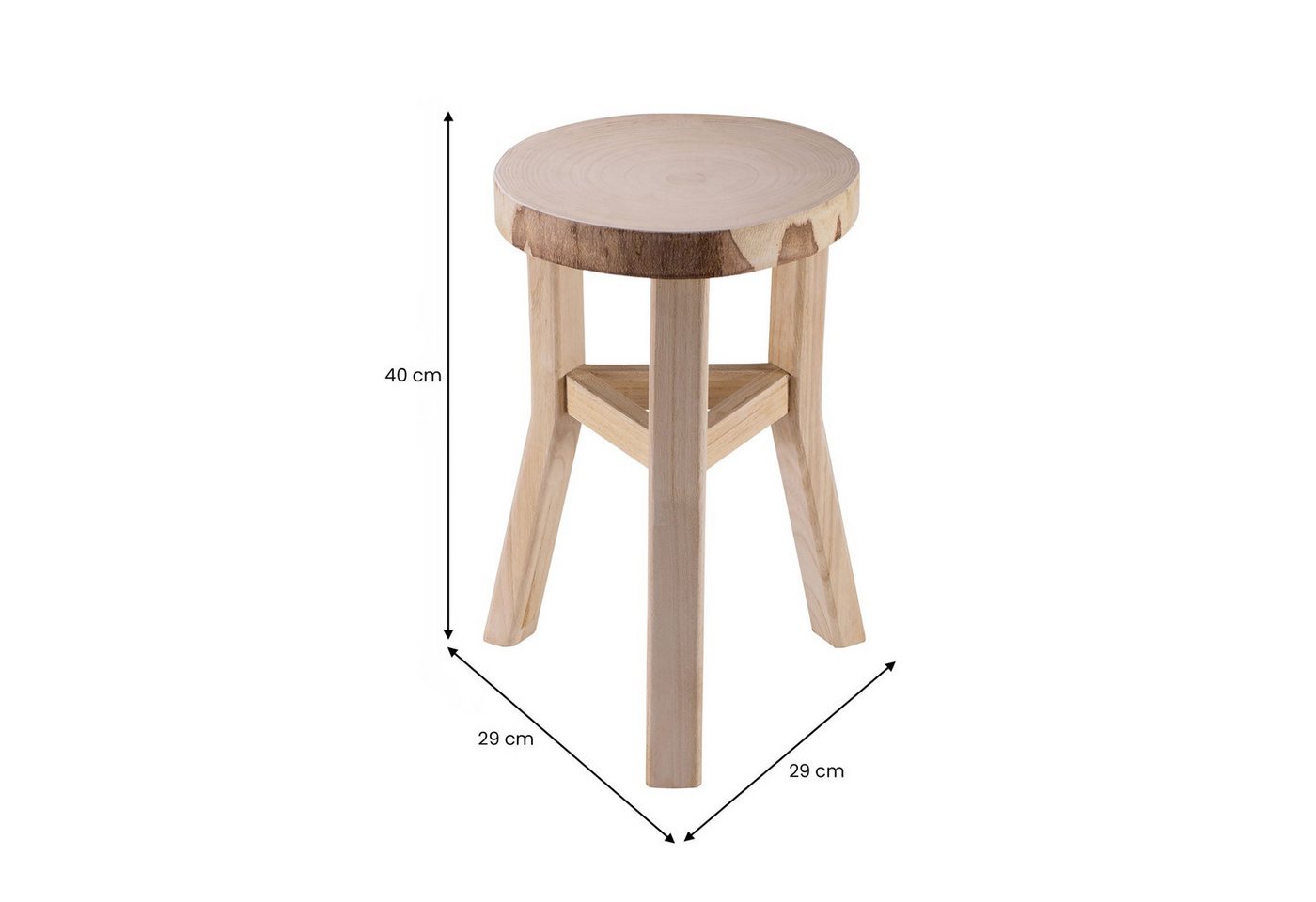 CARO-Möbel Sitzhocker ZAHORA, Sitzhocker Deko Hocker Blumenhocker Paulownia Holz Beistell gölt natur – Bild 4 von 4