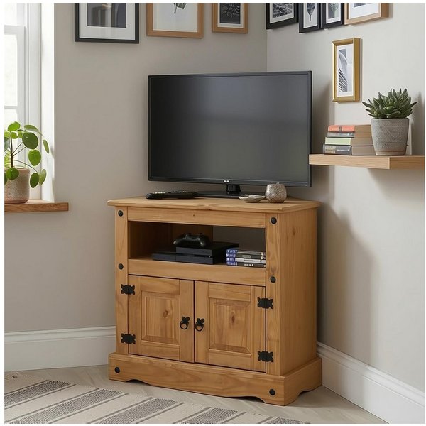 CARO-Möbel TV-Rack SALSA, TV Board mit Stauraum und Ablage, Mexiko Stil, Massivholz natur