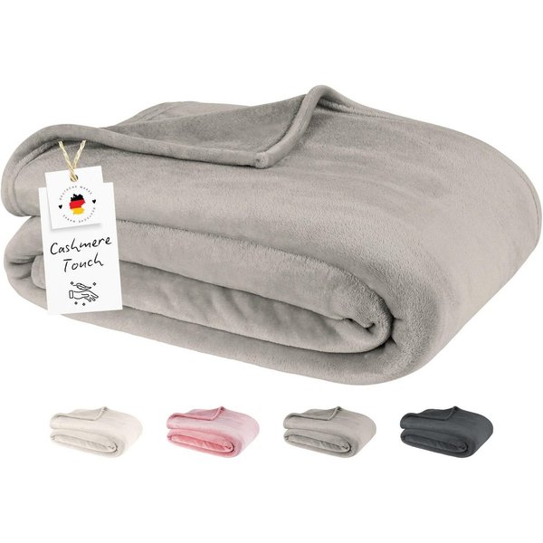Wohndecke Kuscheldecke Flauschig Fleecedecke 150x200 180x220 Sofa Couch Decke, Carpe Sonno, Super Softe Sofadecke Überwurf Tagesdecke Beige Grau