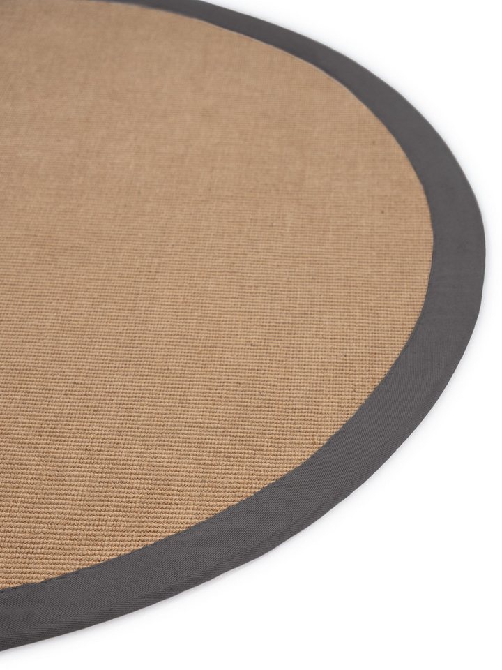 carpetfine Sisalteppich Sisal, auch als Läufer erhältlich, rund, Höhe: 5 mm, mit farbiger Bordüre, Anti Rutsch Rückseite, viele Größen, Wohnzimmer – Bild 5 von 5