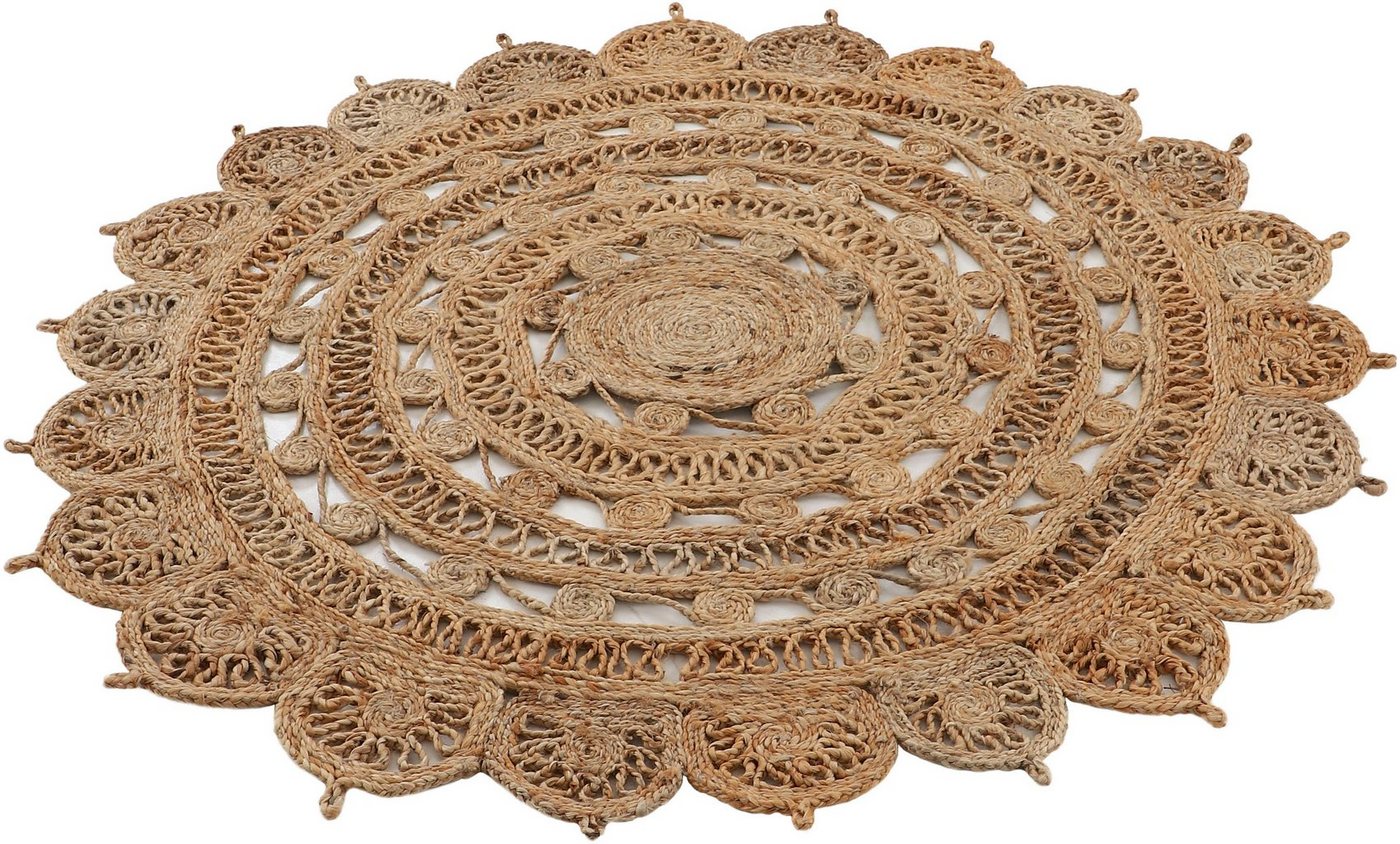 carpetfine Teppich Cate Juteteppich Naturfaser, rund, Höhe: 5 mm, 100 % geflochtene Jute, beidseitig nutzbar – Bild 2 von 5