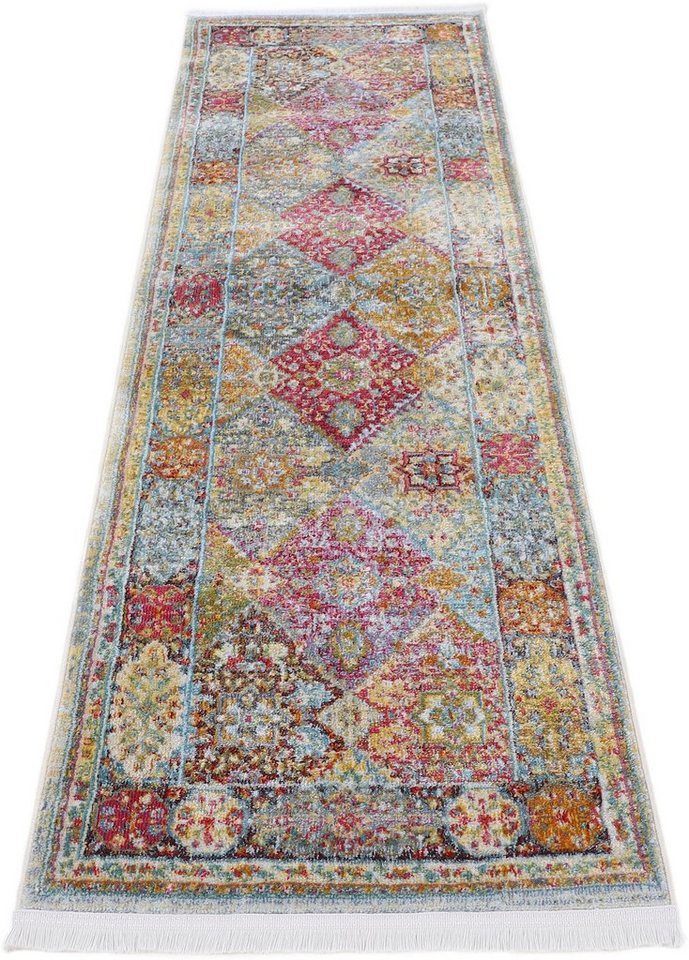 carpetfine Teppich Harleen, auch als Läufer, rund, Höhe: 8 mm, Vintage Look, Orient, mit Fransen, Wohnzimmer – Bild 2 von 5