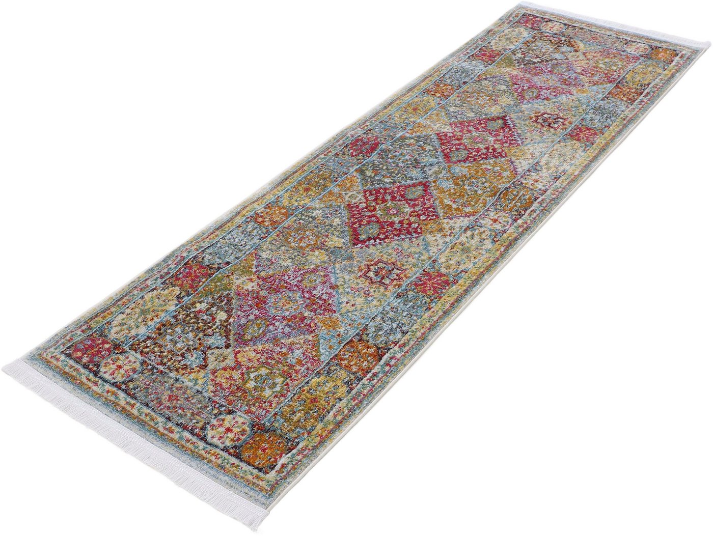 carpetfine Teppich Harleen, auch als Läufer, rund, Höhe: 8 mm, Vintage Look, Orient, mit Fransen, Wohnzimmer – Bild 3 von 5