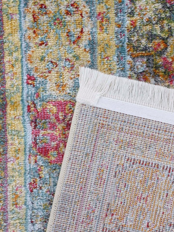 carpetfine Teppich Harleen, auch als Läufer, rund, Höhe: 8 mm, Vintage Look, Orient, mit Fransen, Wohnzimmer – Bild 5 von 5