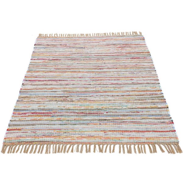 carpetfine Teppich Kelim Chindi, Wendeteppich, rechteckig, Höhe: 6 mm, handgewebt, Fleckerlteppich mit Fransen, auch vielen in Läufergrößen