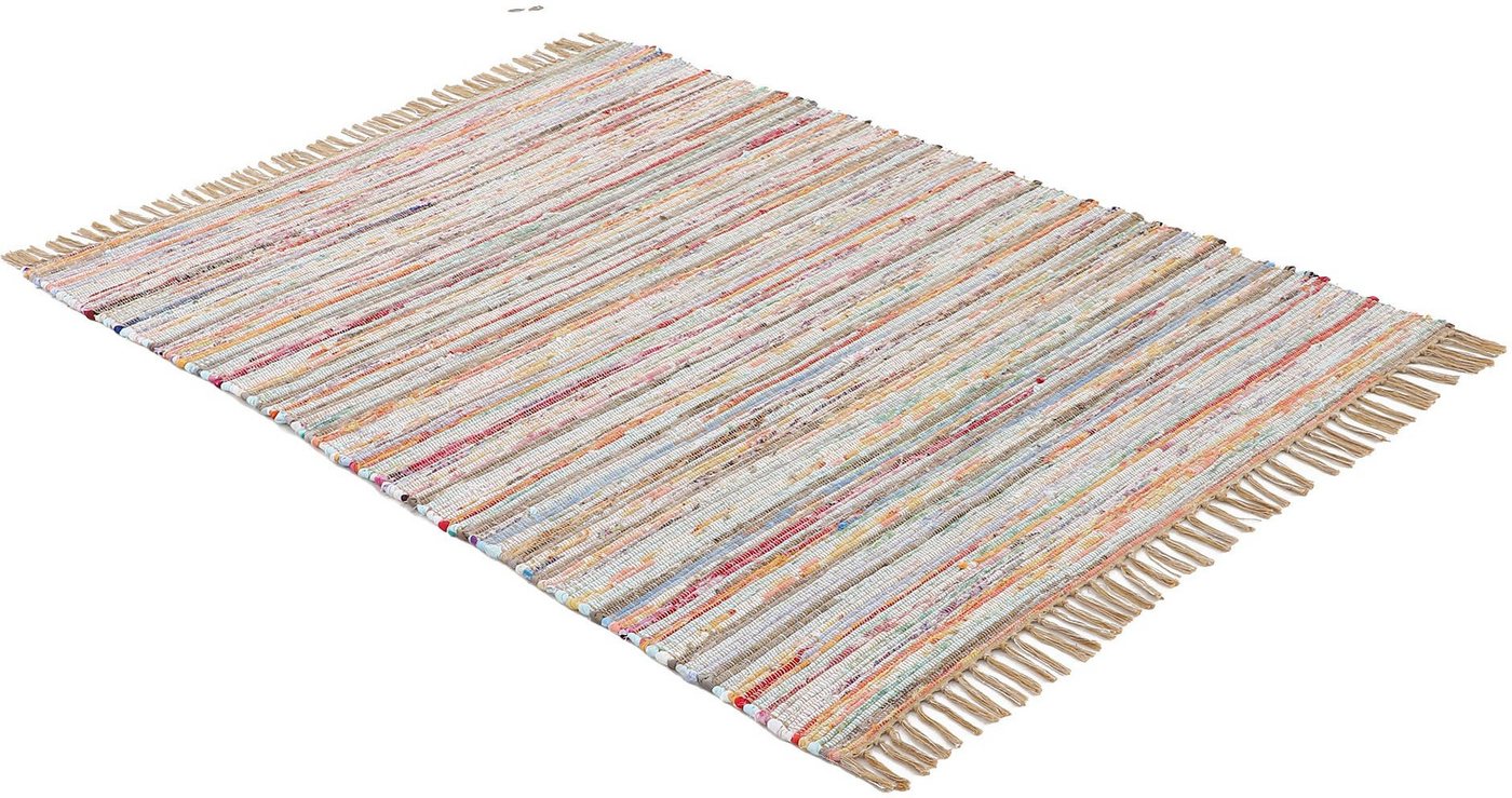 carpetfine Teppich Kelim Chindi, Wendeteppich, rechteckig, Höhe: 6 mm, handgewebt, Fleckerlteppich mit Fransen, auch vielen in Läufergrößen – Bild 3 von 5