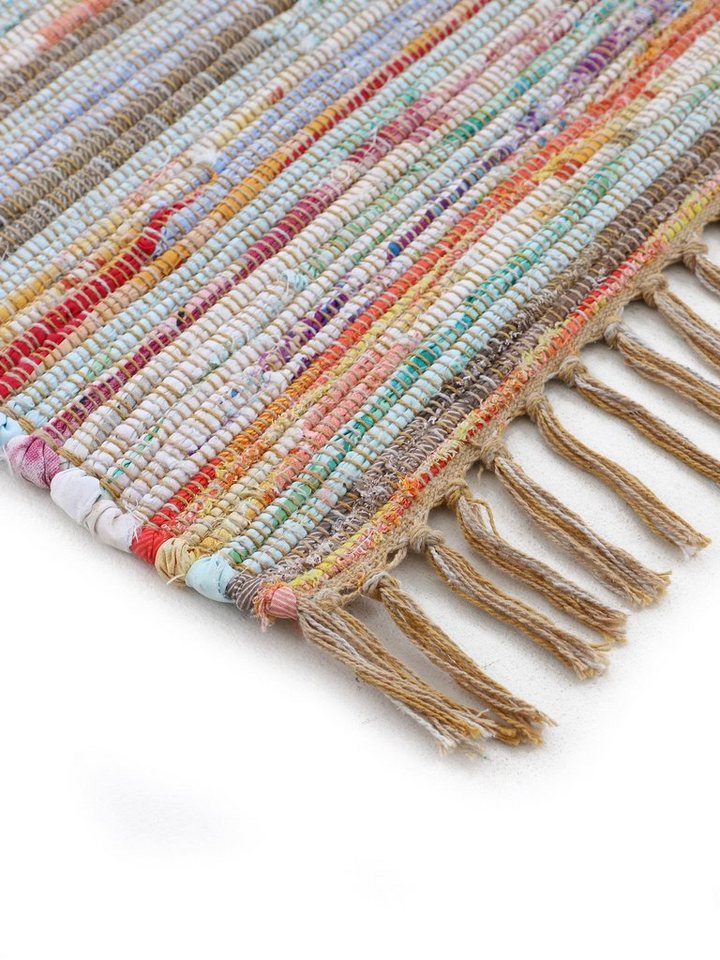 carpetfine Teppich Kelim Chindi, Wendeteppich, rechteckig, Höhe: 6 mm, handgewebt, Fleckerlteppich mit Fransen, auch vielen in Läufergrößen – Bild 5 von 5
