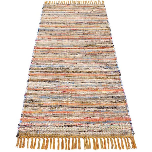 carpetfine Teppich Kelim Chindi, Wendeteppich, rechteckig, Höhe: 6 mm, handgewebt, Fleckerlteppich mit Fransen, auch vielen in Läufergrößen