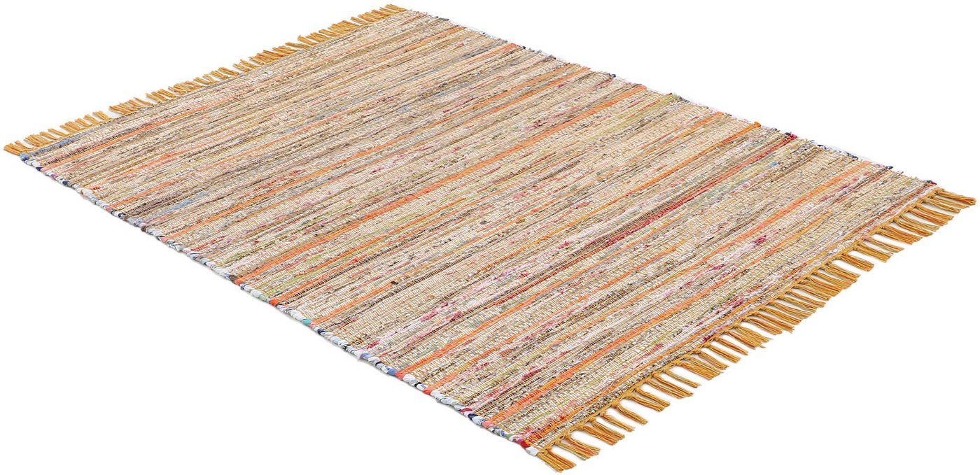 carpetfine Teppich Kelim Chindi, Wendeteppich, rechteckig, Höhe: 6 mm, handgewebt, Fleckerlteppich mit Fransen, auch vielen in Läufergrößen – Bild 3 von 5