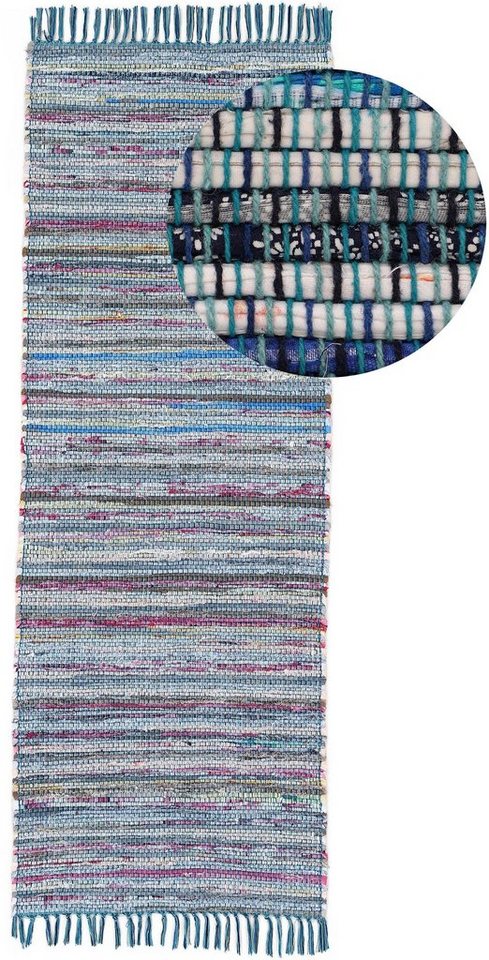 carpetfine Teppich Kelim Chindi, Wendeteppich, rechteckig, Höhe: 6 mm, handgewebt, Fleckerlteppich mit Fransen, auch vielen in Läufergrößen – Bild 2 von 5