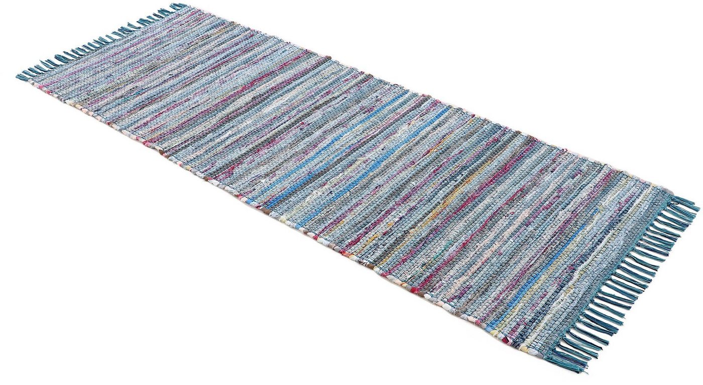 carpetfine Teppich Kelim Chindi, Wendeteppich, rechteckig, Höhe: 6 mm, handgewebt, Fleckerlteppich mit Fransen, auch vielen in Läufergrößen – Bild 3 von 5