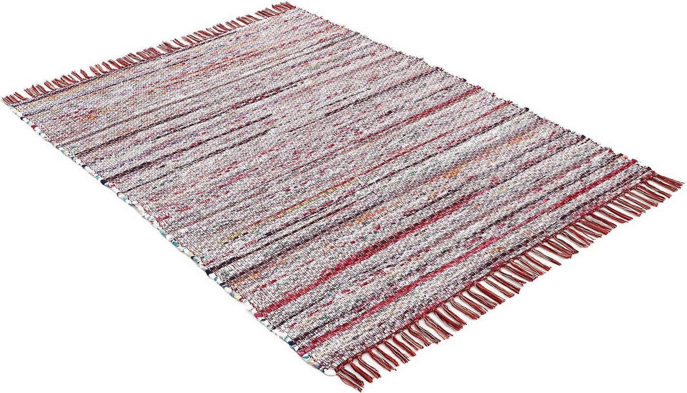 carpetfine Teppich Kelim Chindi, Wendeteppich, rechteckig, Höhe: 6 mm, handgewebt, Fleckerlteppich mit Fransen, auch vielen in Läufergrößen – Bild 3 von 5