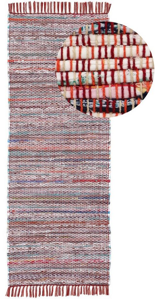carpetfine Teppich Kelim Chindi, Wendeteppich, rechteckig, Höhe: 6 mm, handgewebt, Fleckerlteppich mit Fransen, auch vielen in Läufergrößen – Bild 2 von 5