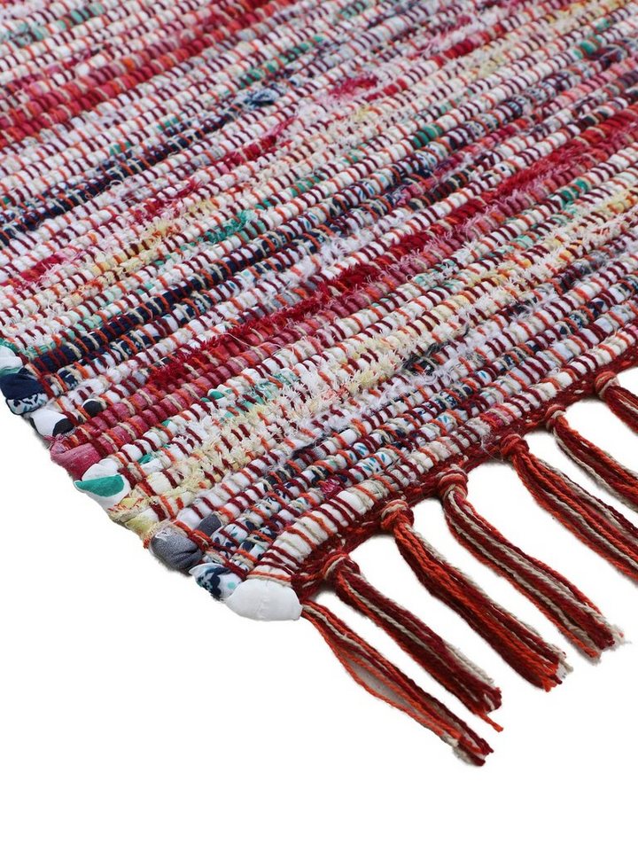 carpetfine Teppich Kelim Chindi, Wendeteppich, rechteckig, Höhe: 6 mm, handgewebt, Fleckerlteppich mit Fransen, auch vielen in Läufergrößen – Bild 5 von 5