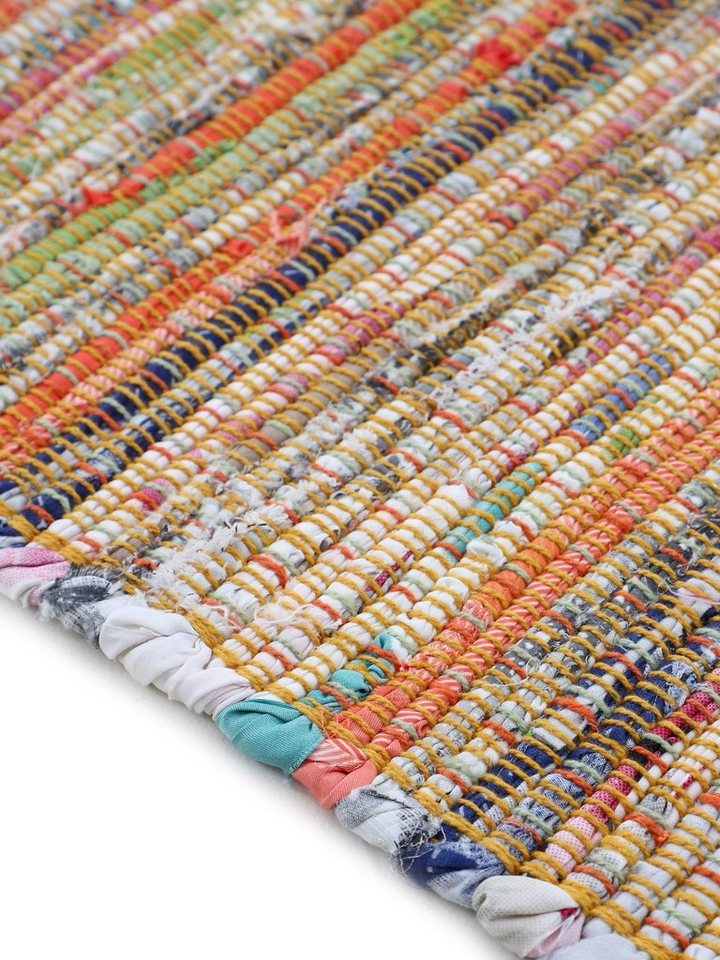 carpetfine Teppich Kelim Chindi, Wendeteppich, rechteckig, Höhe: 6 mm, handgewebt, Fleckerlteppich mit Fransen, auch vielen in Läufergrößen – Bild 4 von 5