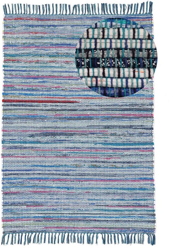 carpetfine Teppich Kelim Chindi, Wendeteppich, rechteckig, Höhe: 6 mm, handgewebt, Fleckerlteppich mit Fransen, auch vielen in Läufergrößen – Bild 2 von 5